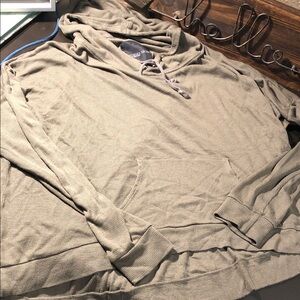 Lightweight Waffle Knit Hooded Long-Sleeve Shirt -green
